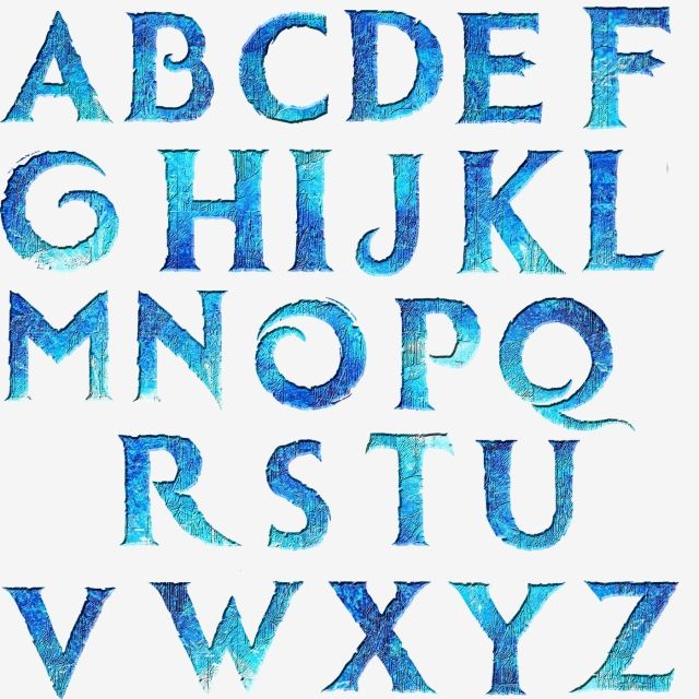 the letters are drawn in blue ink and have been placed on top of each other