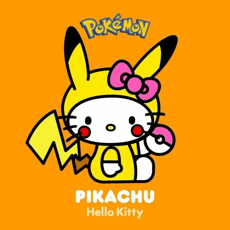 an image of a hello kitty character with the word pikachu on it's chest