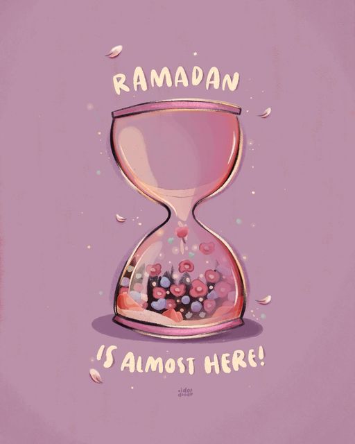 an illustration of a sand timer with the words raman is almost here on it