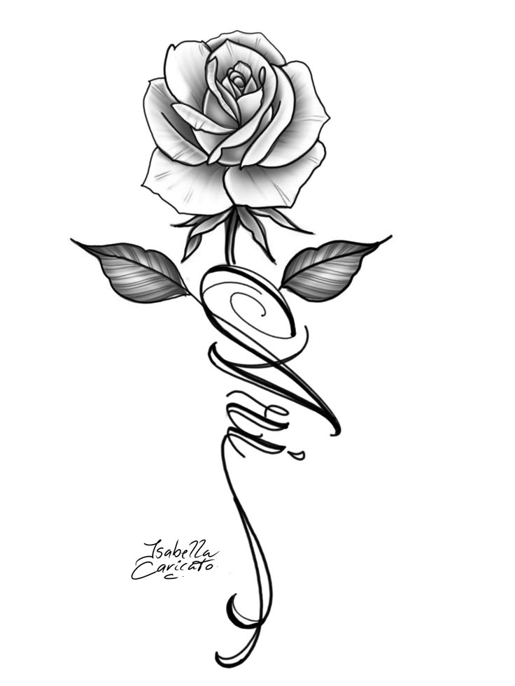 a rose tattoo design with the word love written in cursive writing on it