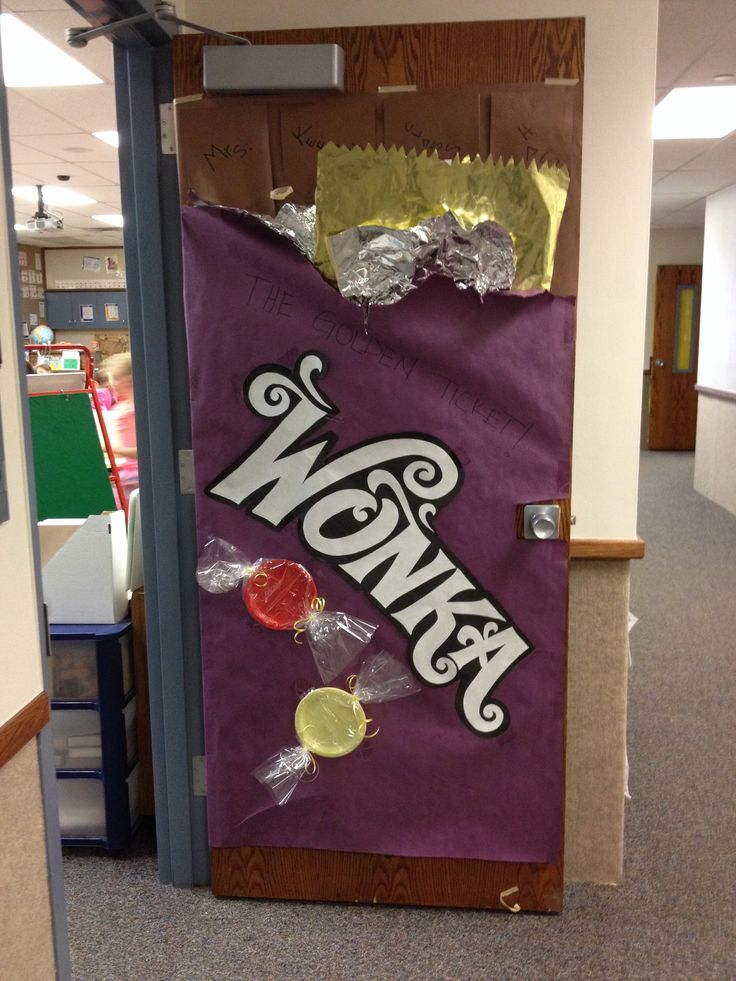 a door decorated to look like a candy bar