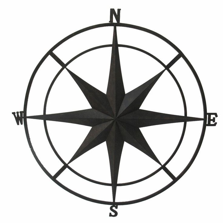 a metal compass is shown in the shape of a star with two letters on each side