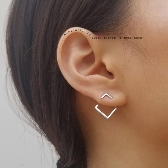 Floating Earrings, Teen Earrings, Gold Ear Jacket, Front Back Earrings, Korean Earrings, Ear Jacket Earring, Earring Jackets, Spoon Jewelry, Spike Earrings