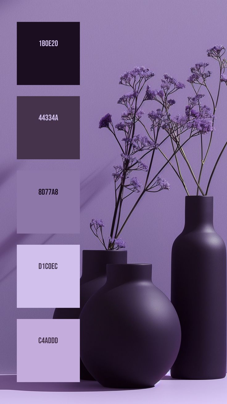 Colors:
1B0E20
44334A
8D77A8
D1C0EC
C4ADDD Dark Purple And Black Color Palette, Black Paint Color Palette, B&b Aesthetic, Purple Monochrome Color Palette, Royal Purple Palette, Purple And Black Colour Palette, Purple Grey Black Color Palette, Grayish Purple Aesthetic, Black And Purple Decor