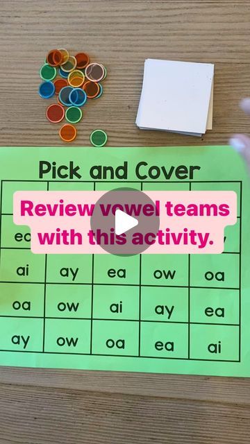 a person holding up a piece of paper that says pick and cover review wel teams with this activity