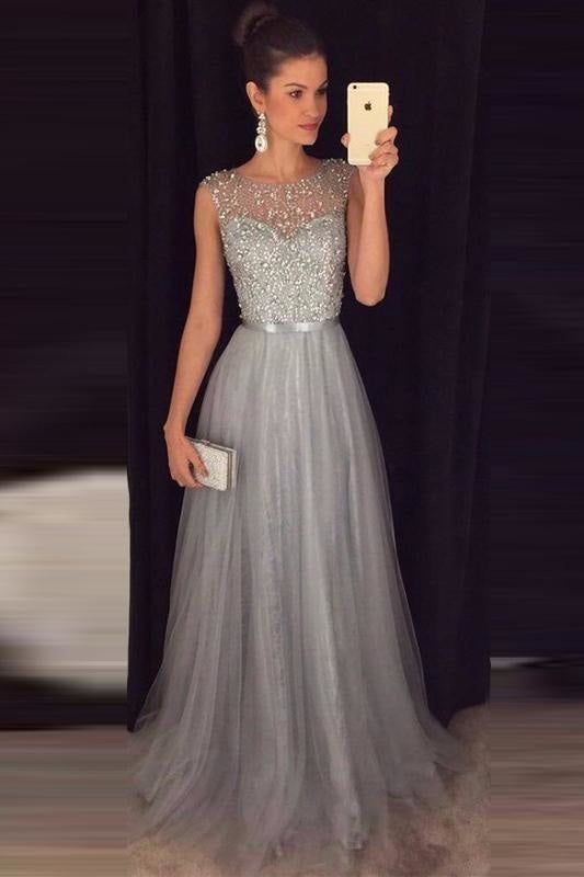 Elegant Gray Tulle Evening Dress, Sleeveless Organza Dress With Sweep Train, Silver Sleeveless Dress For Banquet, Sleeveless Gray Bridesmaid Dresses, Gray Sleeveless Bridesmaid Dresses, Sleeveless Tulle Evening Dress For Banquet, Elegant Sleeveless Evening Dress With Tulle Skirt, Sleeveless Tulle Skirt Evening Dress For Banquet, Sleeveless Evening Dress With Tulle Skirt For Banquet