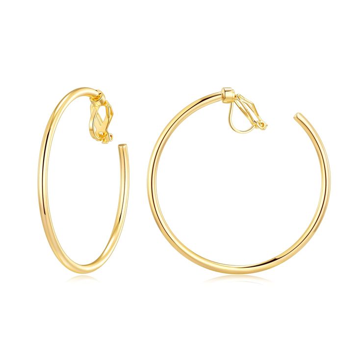 PRICES MAY VARY. 【UNIQUE DESIGN】Size:2.0IN*2.0IN(5.0CM*5.0CM).Compared with the traditional clip on hoop earrings,this new clip earrings allows it to sway naturally when worn,adding dynamic and charm the whole look,making it more beautiful and lively. 【WEARING WITH COMFORT】The swingable earrings disperse gravity,reducing the pressure and discomfort on the earlobe.Close to the wearing sense of the hoop stud earrings,more relaxed and comfortable. 【NON PIERCED EARRINGS】The hoop clip-on earrings are Sage Christmas, Clip On Hoop Earrings, Non Pierced Earrings, Clip Earrings, Brides And Bridesmaids, Gold Hoops, Pierced Earrings, Party Birthday, Elegant Jewelry