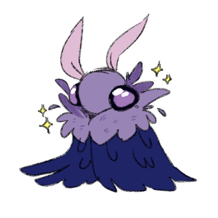 a drawing of a purple bird with stars around it