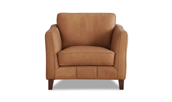 a tan leather chair on a white background