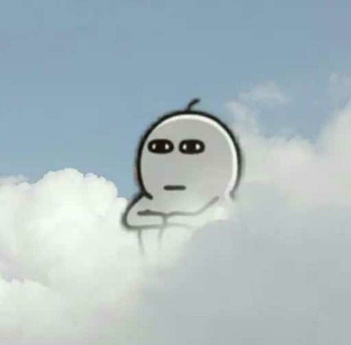 a cartoon character is floating in the clouds