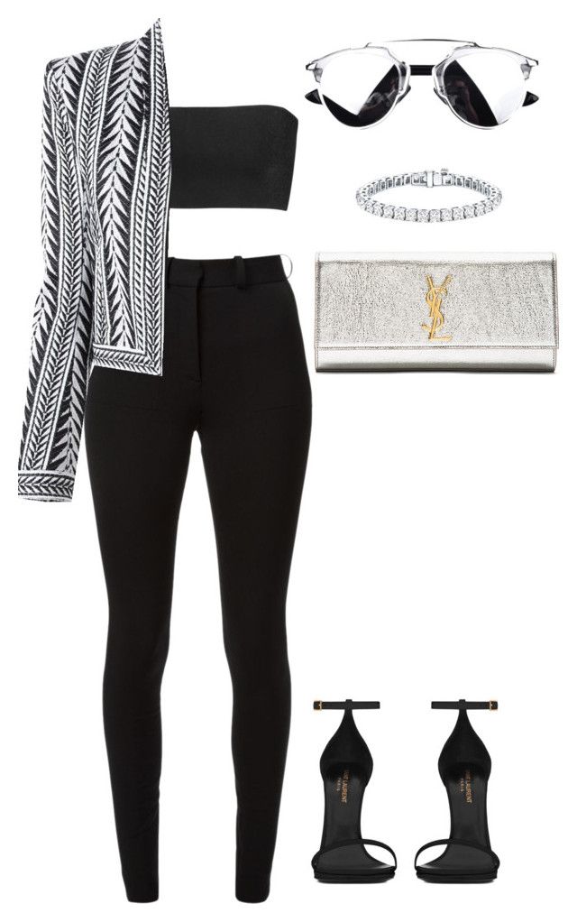 "Untitled #227" by amoney-1 ❤ liked on Polyvore featuring Balmain, Victoria Beckham, Yves Saint Laurent and Auriya Fashion Leggings, Fashion Mask, Bohol, White Outfit, Looks Chic, 80s Fashion, Petite Fashion, Mode Inspiration, Polyvore Outfits