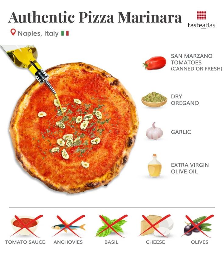 a pizza with different toppings on it and the words authentic pizza marinara written below