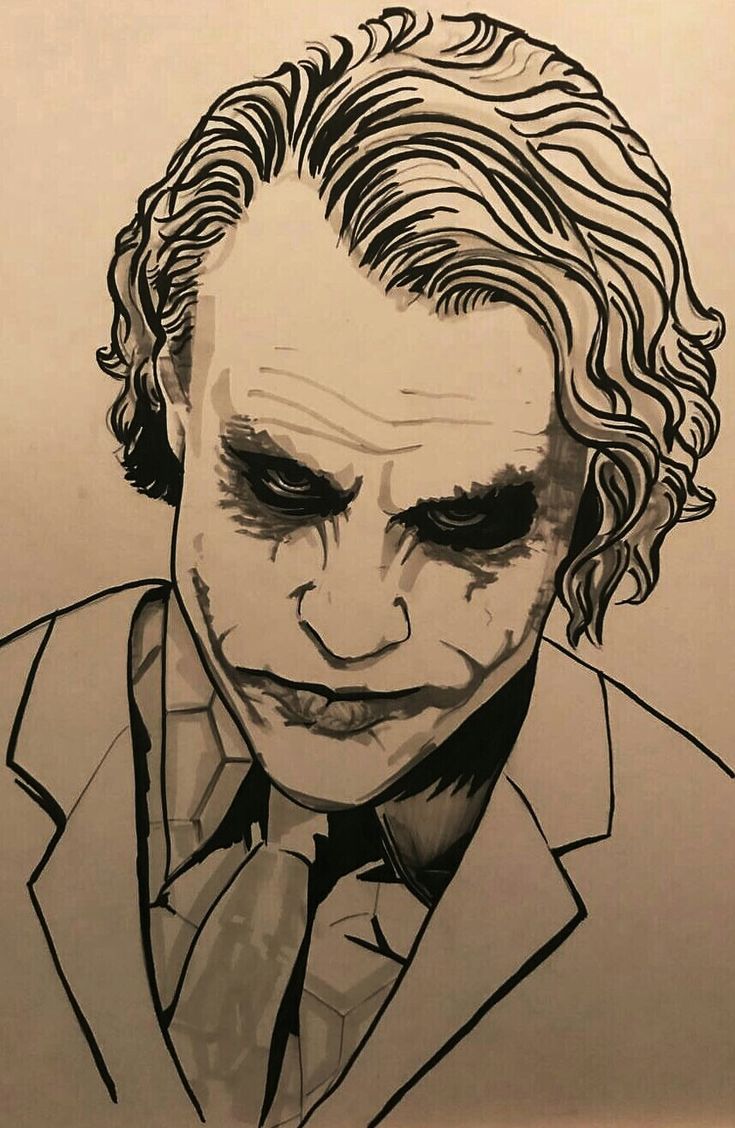 a drawing of the joker in black and white