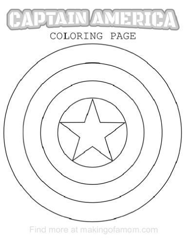 captain america coloring page with the shield and star on it, as well as text