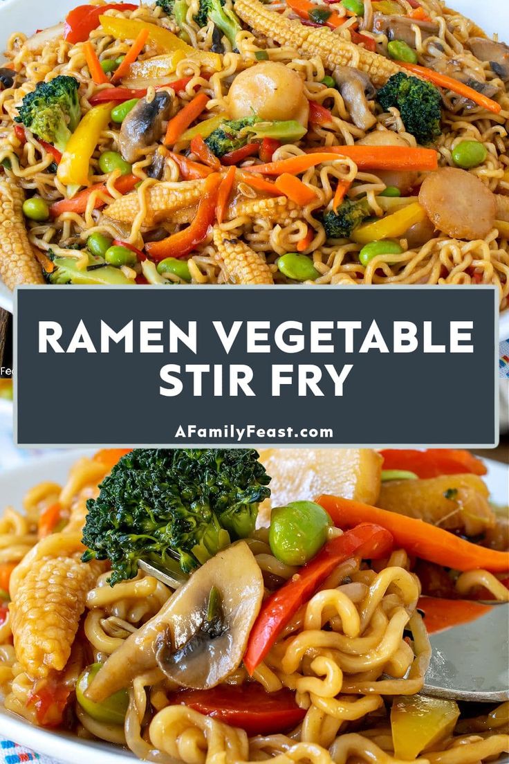 ramen vegetable stir fry with broccoli, carrots and noodles in it