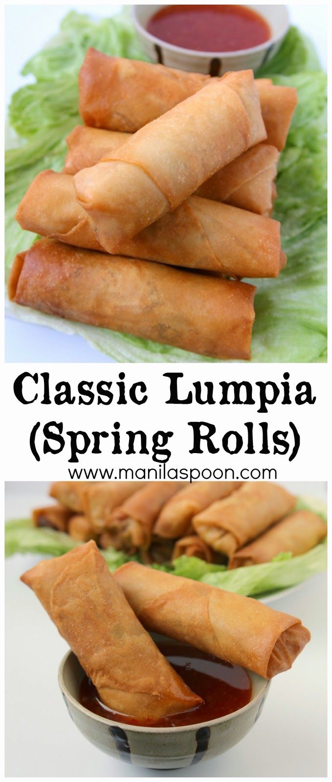 several different types of spring rolls with dipping sauce