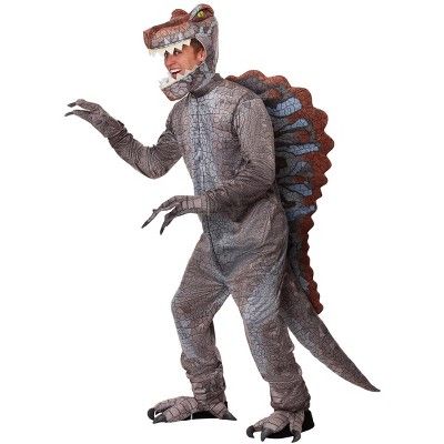 a man dressed in an adult sized dinosaur costume