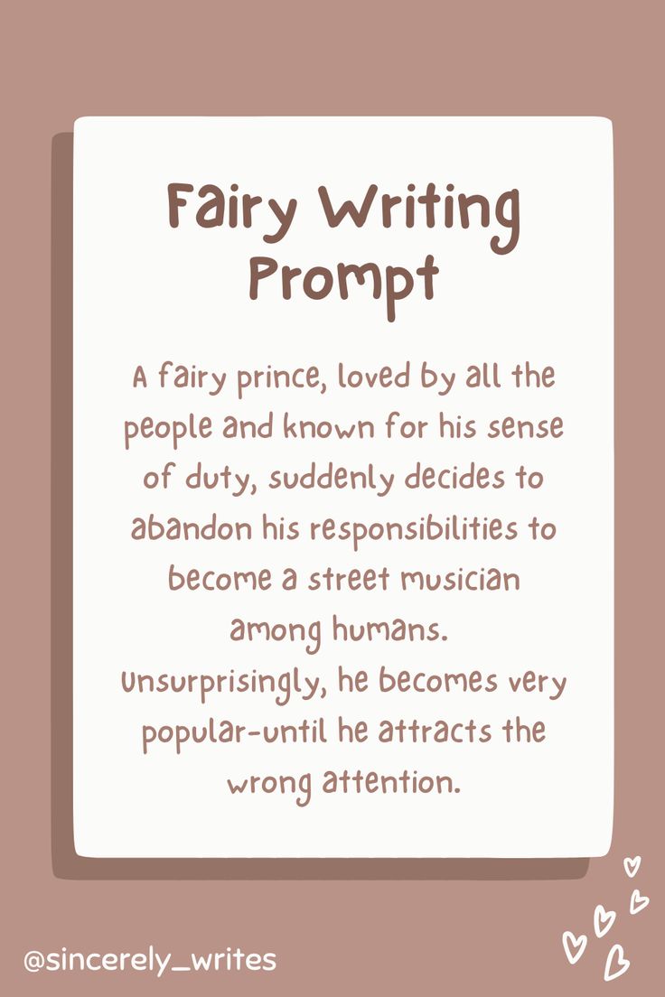 a paper with the words fairy writing prom written on it, and an image of a man