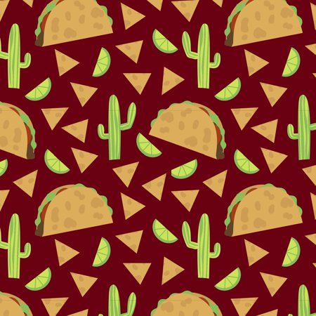 seamless pattern with cactus, tortilla and cheese on red background stock illustration