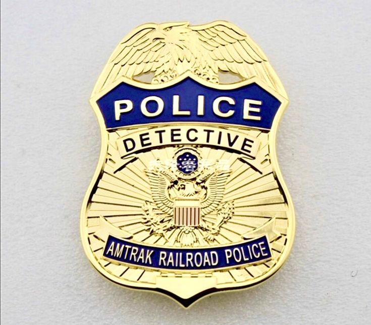 a police badge is shown on a white surface with the words,'police de decieve antifakt railroad police '