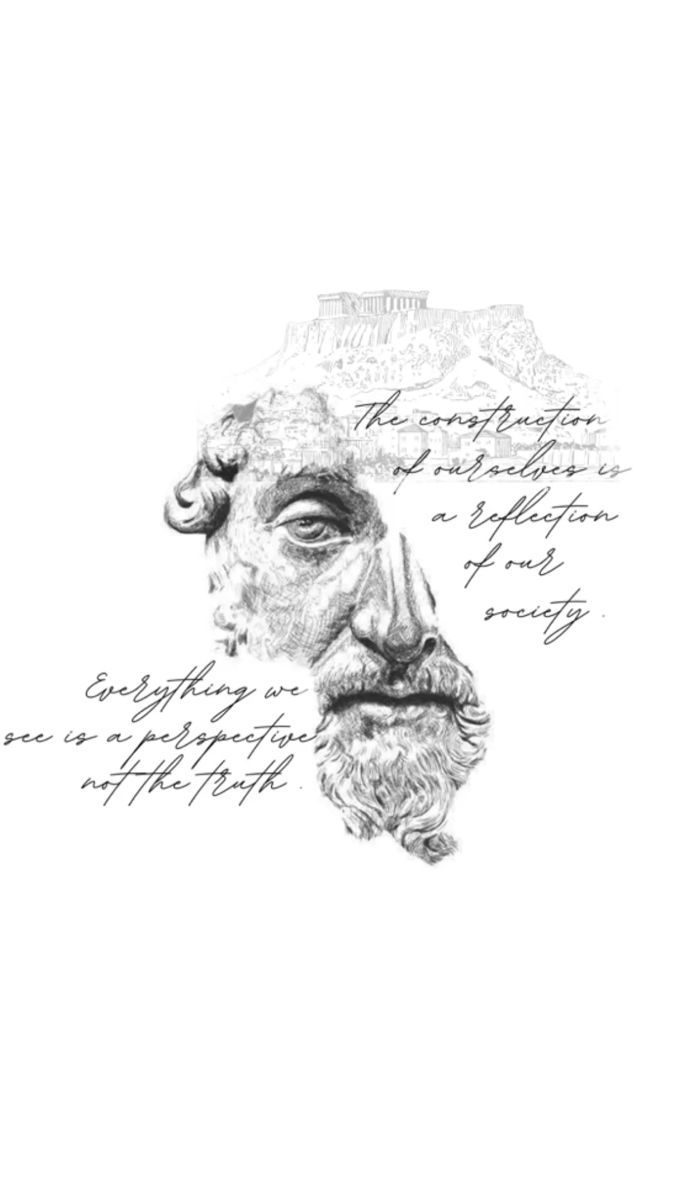 an old man's face with the words written in black ink on white paper