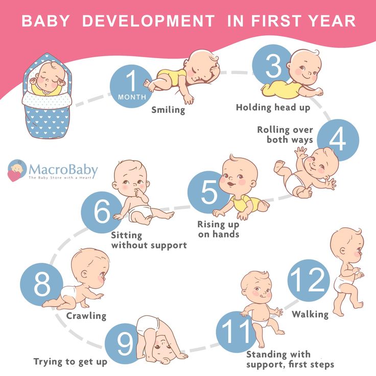 baby development in first year chart with numbers and images for each child's birth