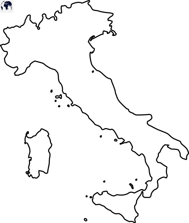 the map of italy in black and white