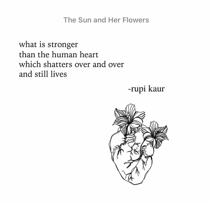 the sun and her flowers quote by rupi kaur on white paper with black ink