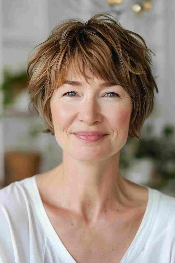 Longer Pixie Haircut Older Women, Razor Cut Bob For Fine Hair Straight, "bixie" Haircut 2024, Pixie Wavy Hair, Pixie Shag Haircut, Short Chic Hair, Short Hair Over 50, Pixie Shag, Pixie Cuts For Women