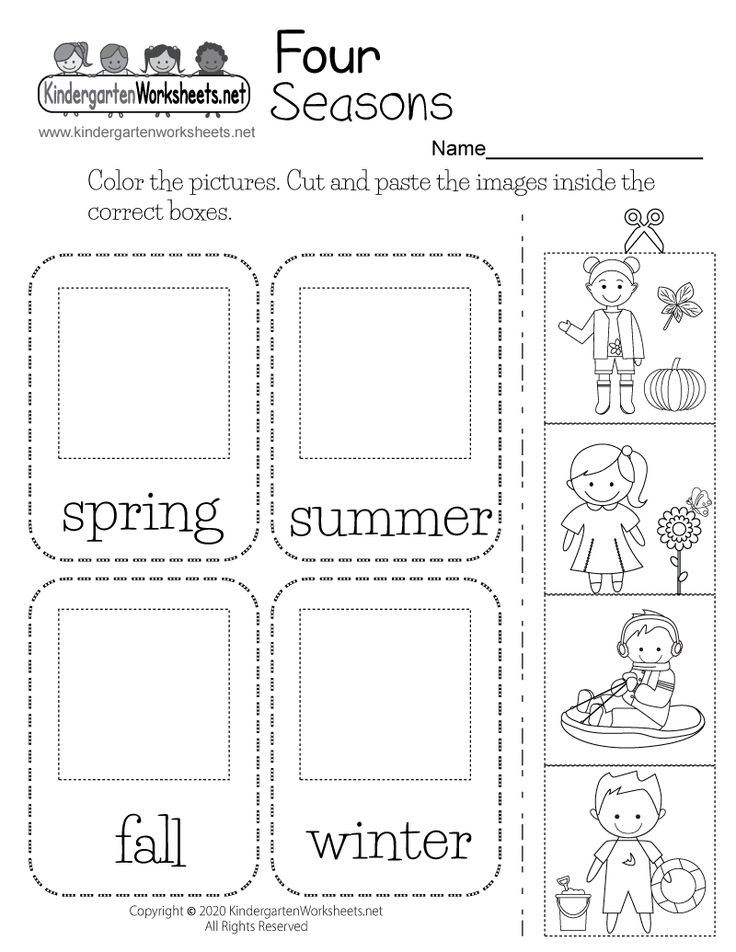 four seasons worksheet with pictures and words to help students learn how to write