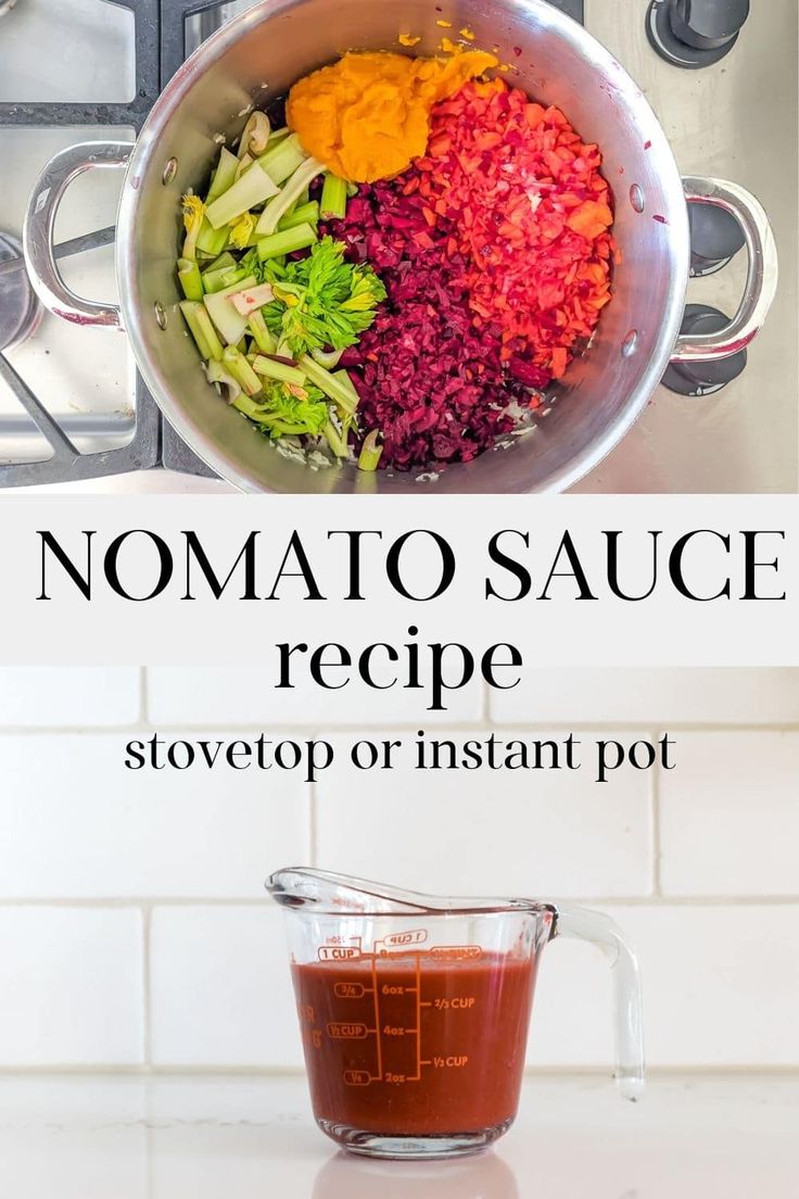 a bowl filled with vegetables and sauce on top of a counter next to a stove