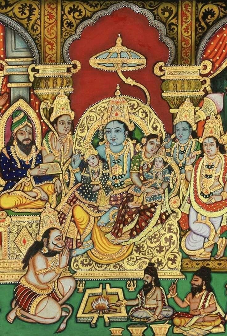 Rare Paintings, Rama Pattabhishekam, Lord Perumal, God Venkateswara Images Hd Wallpaper, Mysore Painting, Buddhist Art Drawing, Lord Ram, Indian Artwork, Indian Arts And Crafts