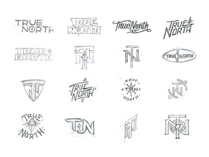 the logos for true north and true north are shown in black ink on white paper