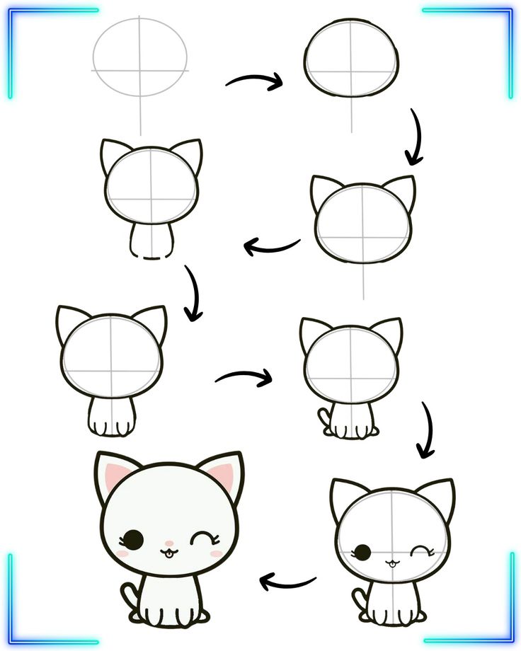 how to draw a cartoon cat step by step instructions for kids and beginners with pictures