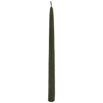 a tall black candle on a white background with the light turned off and has a long, slender stick sticking out of it's center