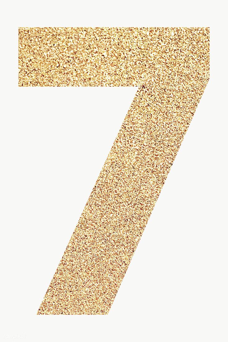 the number seven is made up of gold glitter