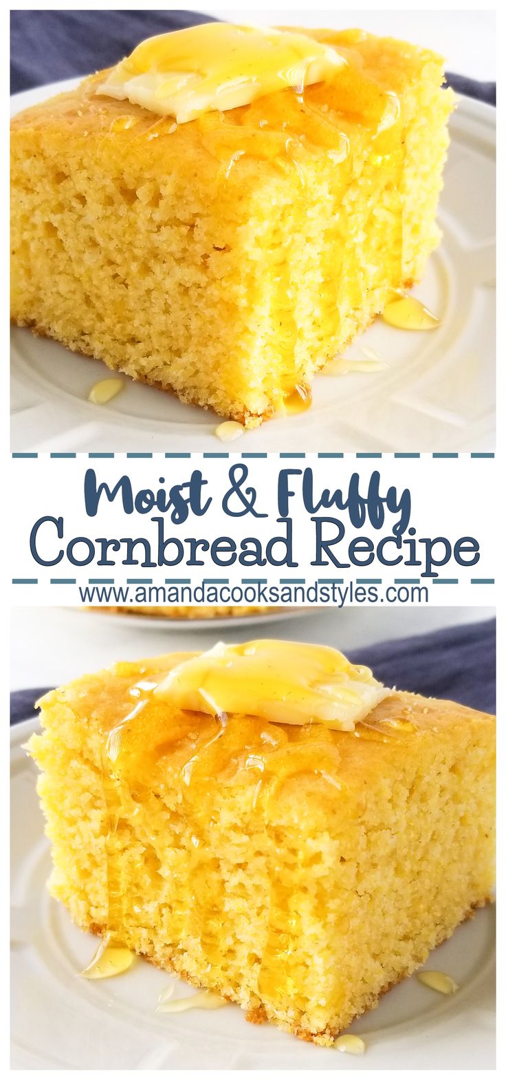 a close up of a piece of cornbread cake on a plate with the words, must & fully cornbread recipe