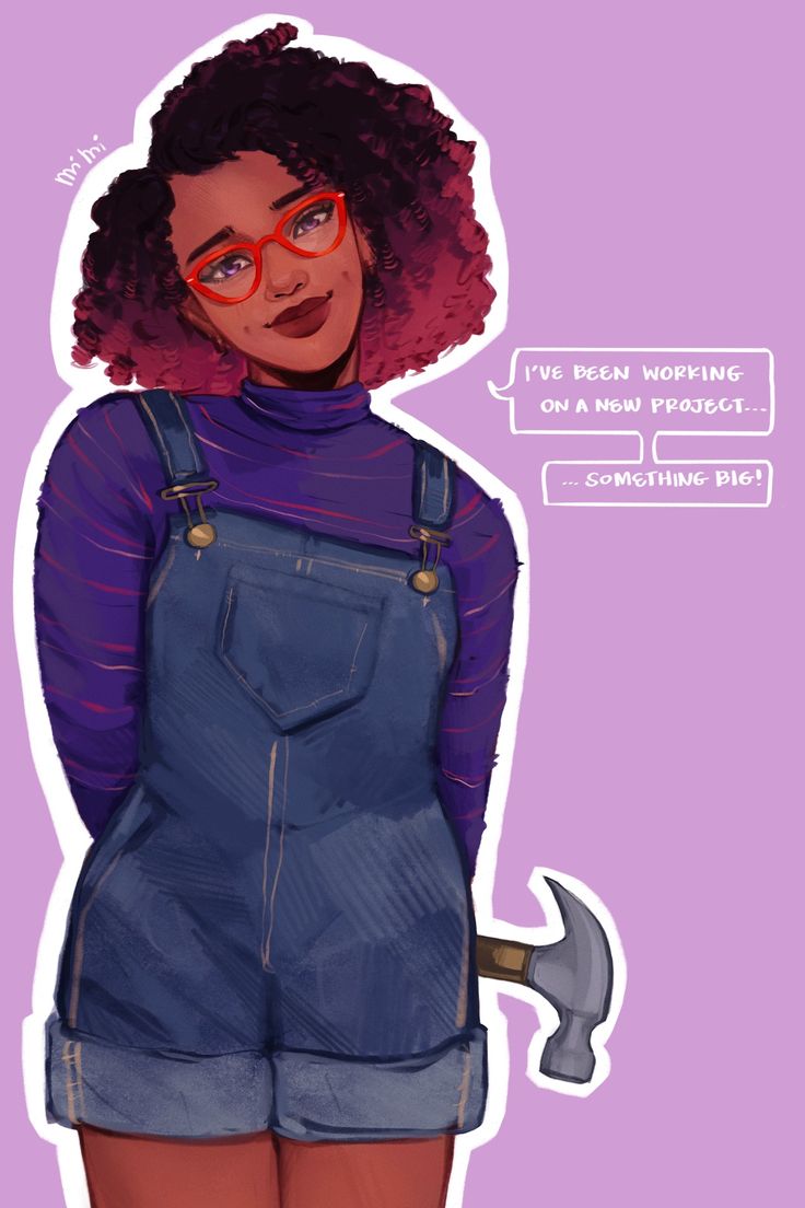 a drawing of a woman wearing overalls and holding a wrench