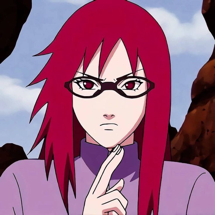 an anime character with pink hair and glasses making the finger sign while standing in front of rocks