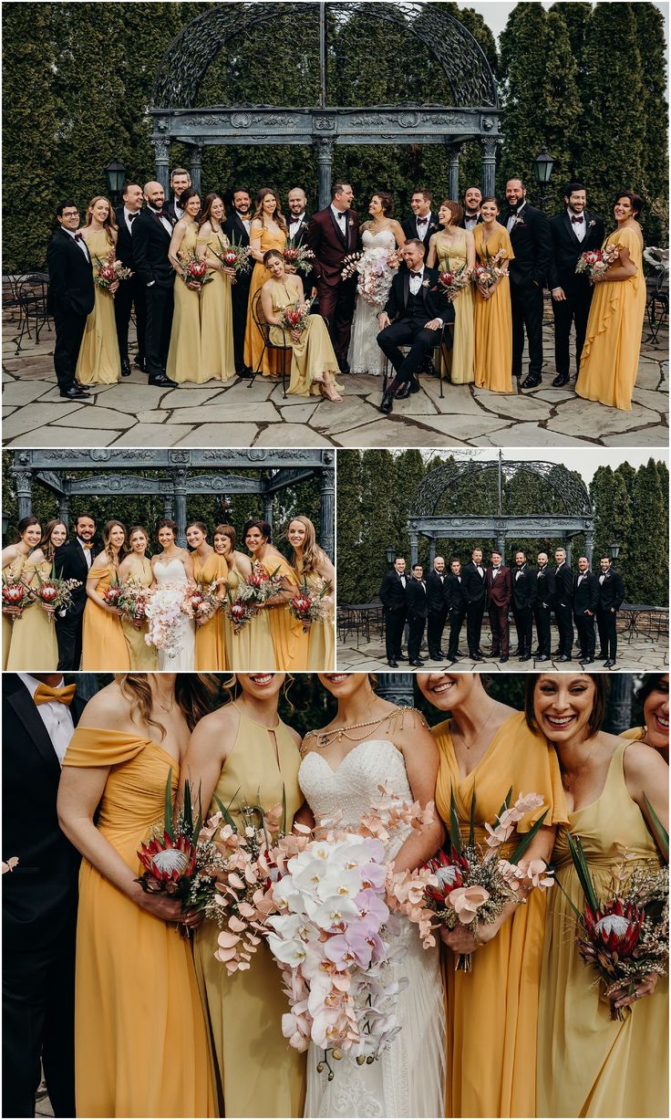 a group of people standing next to each other in front of a building and posing for pictures