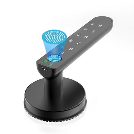 a remote control with fingerprints on the display screen is shown in front of a white background