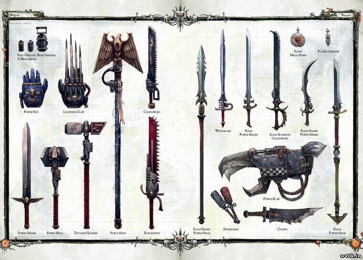 Assorted Warhammer 40k weaponry. Warhammer 40k Rpg, Warhammer 40k Art, Space Wolves, Warhammer Art, Warhammer 40k Artwork, Power Armor, Armors, Warhammer 40000, Space Marine