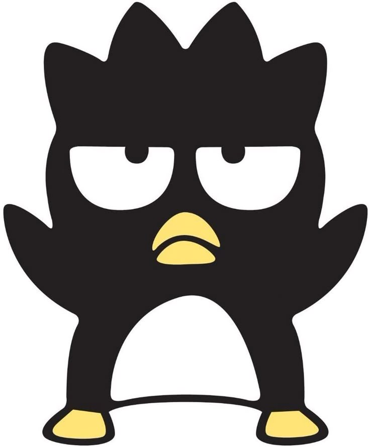 a black and yellow angry bird with big eyes