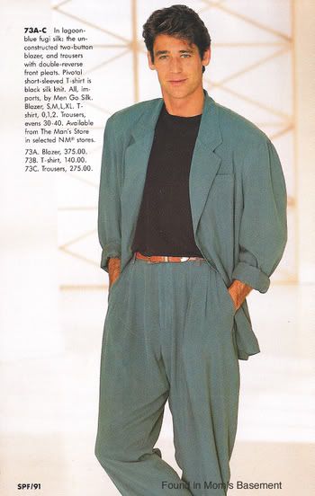 Double-reverse front pleated pants: | 48 Pictures That Perfectly Capture The '90s 1980s Fashion Men, 90s Fashion Men Outfits, 1980s Mens Fashion, 80s Mens Fashion, 1990s Fashion Trends, 80s Fashion Men, 1980s Men, Look 80s, 1980s Fashion Trends