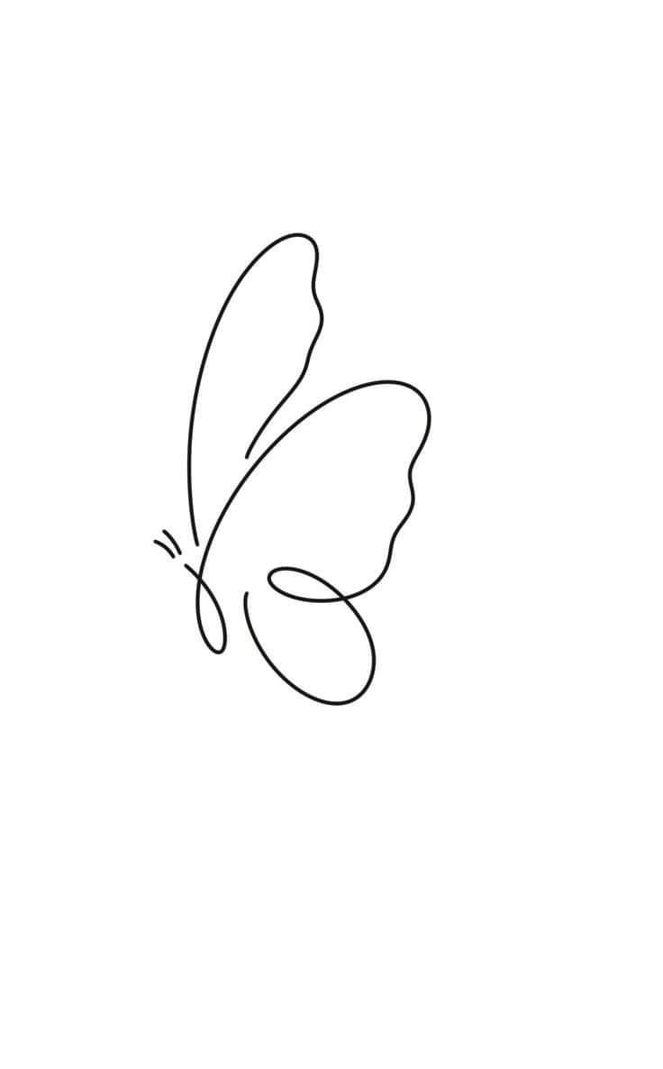 a single line drawing of a butterfly