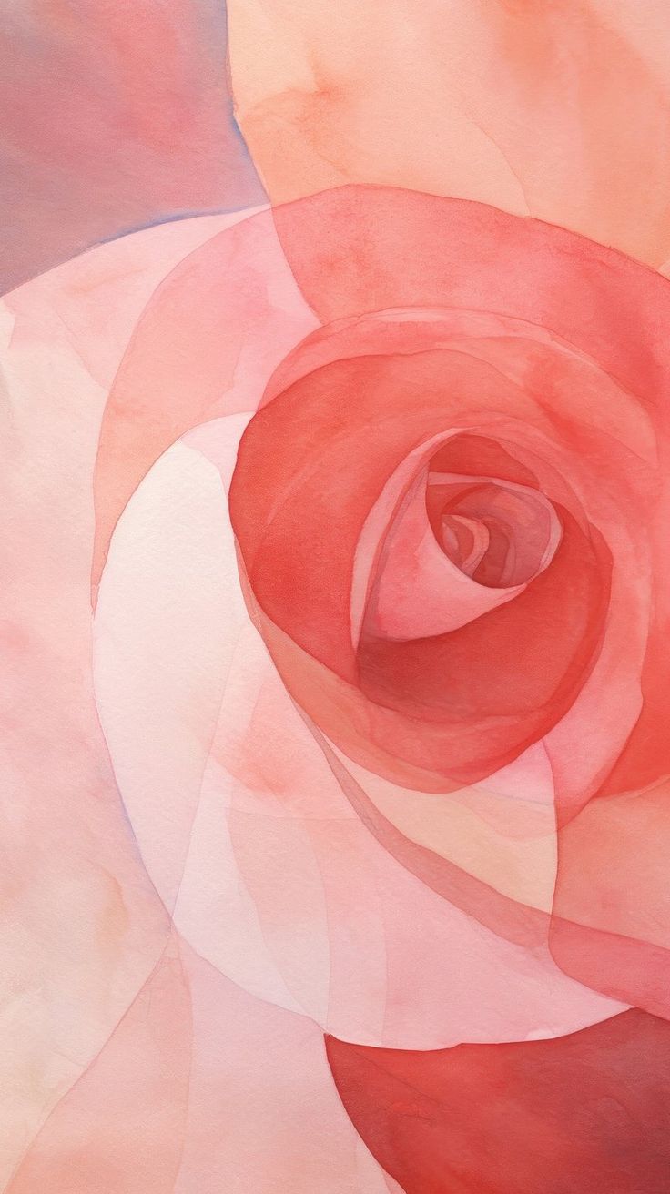 an abstract painting of a pink rose