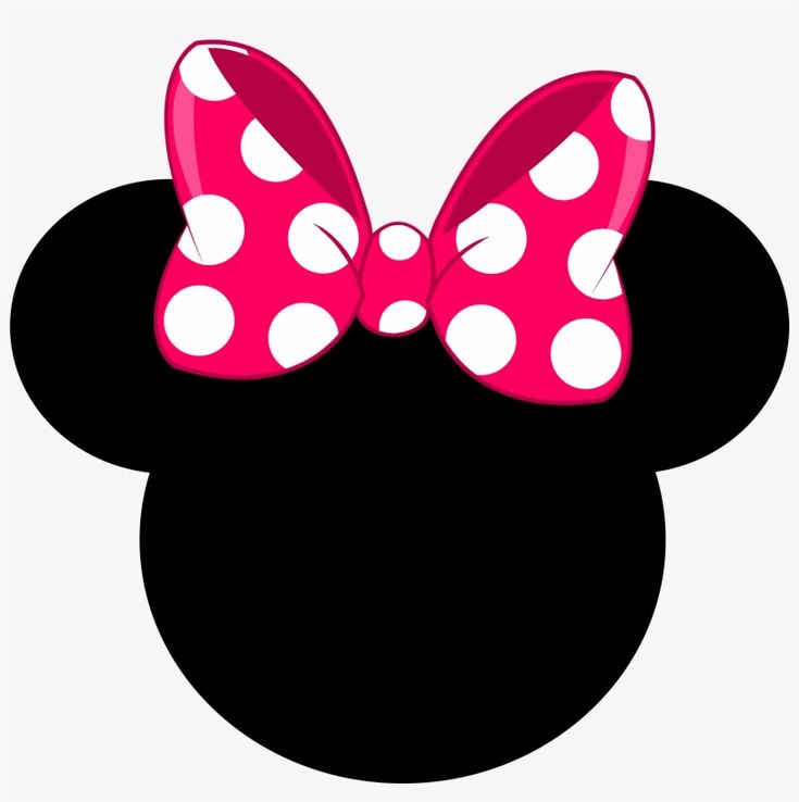 a minnie mouse head with a pink bow on it's head and the word disney written in white