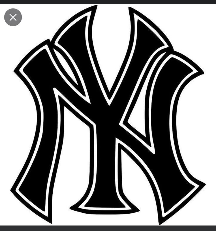 the new york yankees logo is shown in black and white, with no background png