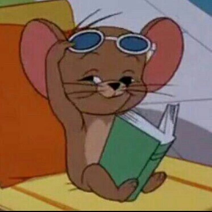 a cartoon mouse with sunglasses reading a book