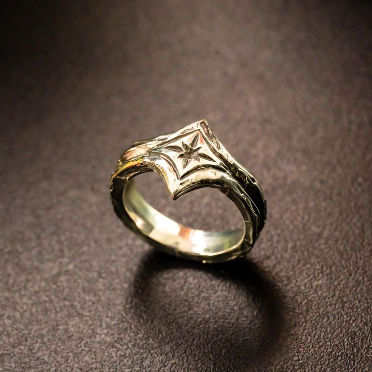 Star Ring-engravable and Made in Your Choice of Sterling Silver 10K/14K Yellow Gold-realtas Vault - Etsy Statement Rings Gold, Witchy Engagement Ring Silver, Different Ring Styles, Dnd Ring, Unique Engagement Rings For Men, Metal Engagement Rings, Lord Of The Rings Ring, Womens Signet Ring, Elvish Ring